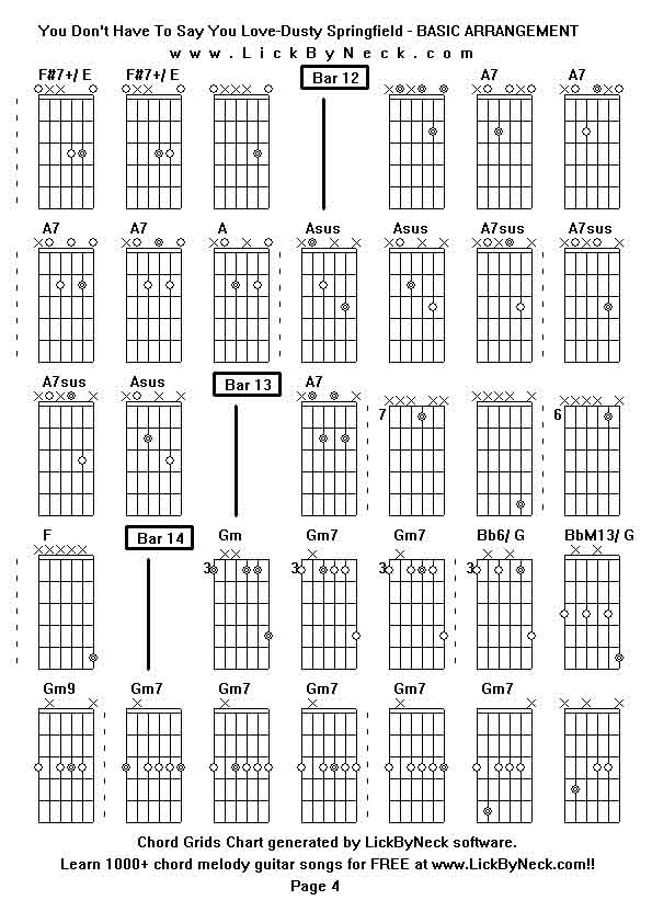 Chord Grids Chart of chord melody fingerstyle guitar song-You Don't Have To Say You Love-Dusty Springfield - BASIC ARRANGEMENT,generated by LickByNeck software.